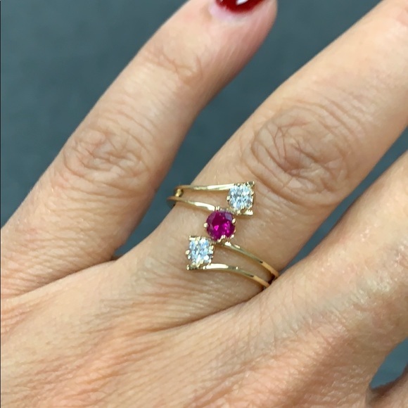 14k Yellow Gold Engagement Wedding Ruby Ring
